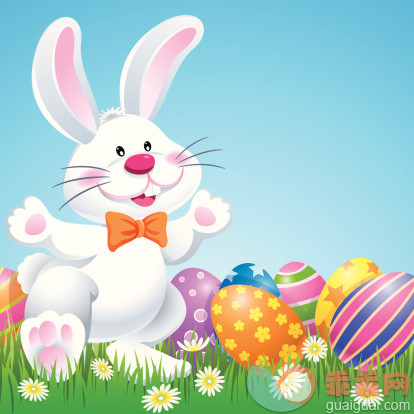 自然,户外,舞蹈,快乐,动物_156331750_Happy Easter Bunny with Eggs_创意图片_Getty Images China