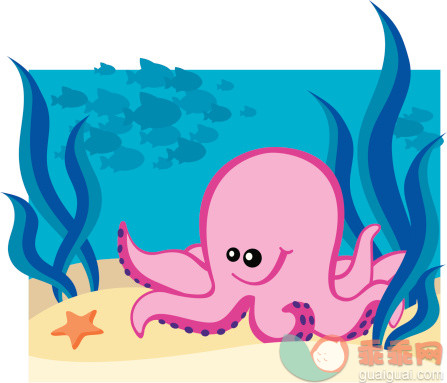 水下,快乐,动物,微笑,软体动物_165028156_Cartoony Baby Octopus_创意图片_Getty Images China