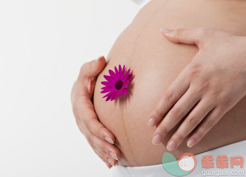 白色,人,人生大事,生活方式,影棚拍摄_160689481_Pregnant woman wearing purple flower on belly, close up_创意图片_Getty Images China