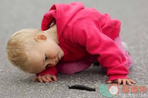 人,婴儿服装,野生动物,12到17个月,户外_154168069_Little girl greeting black slug_创意图片_Getty Images China