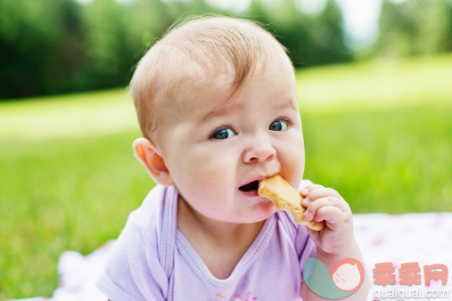 饼干,人,甜食,户外,吃_150664414_Close-up of infant girl eating biscuit_创意图片_Getty Images China