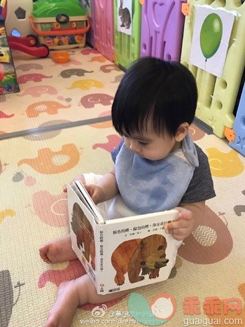 林志颖小儿子读绘本 竟要钻到书里去